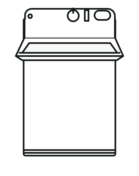 Illustration af en topbetjent vaskemaskine